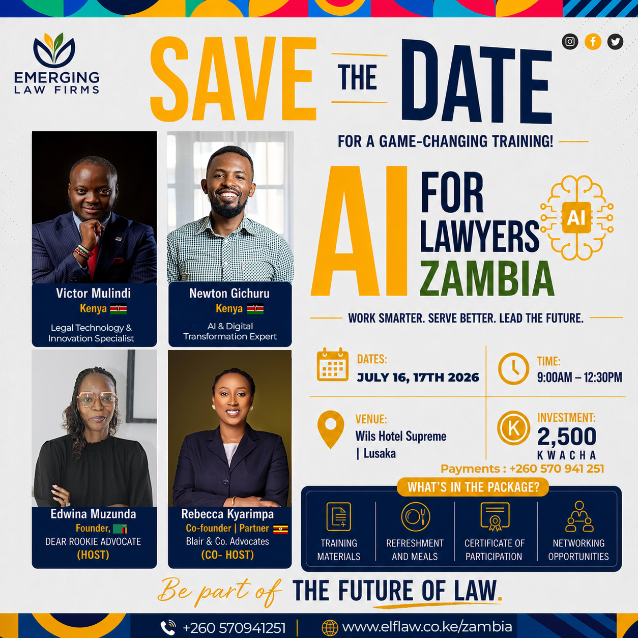 AI for Lawyers Zambia — Save the Date poster