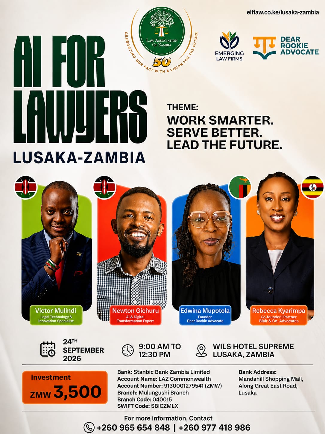 AI for Lawyers Zambia — Save the Date poster